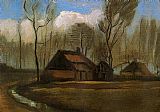 Trees Canvas Paintings - Farmhouses among Trees